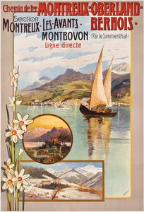 Plakat, das Zugreisen der Montreux-Oberland-Bernois, ca. 1910, bewirbt von Anton Reckziegel