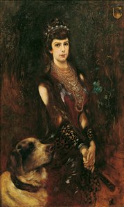 Porträt von Elisabeth von Bayern mit Bernhardiner, 1883