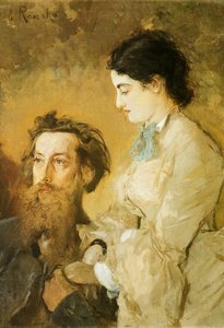 Porträt des Bildhauers Reinhold Begas mit seiner Frau von Anton Romako