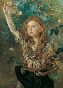 Die Rosenpflückerin von Anton Romako