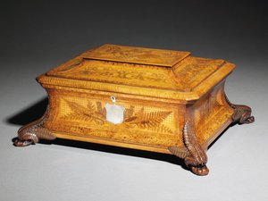 Große Präsentationsmarketerie-Kassette, ca. 1885