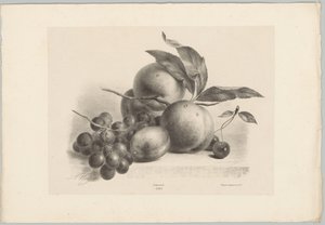 Trauben, Pflaume, Pfirsiche und Kirschen