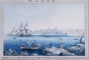 Malta: Blick auf La Valletta von Fort Tigne, Eingang von Marsamuscetto