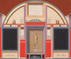 Wandgemälde eines römischen Hauses auf dem Gelände der Villa Negroni in Rom, Statue des Adonis von Anton von Maron