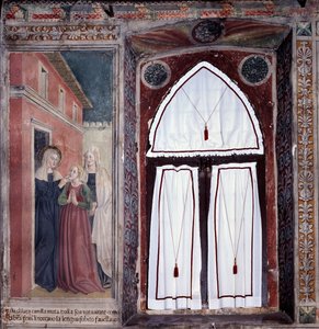 Leben der Heiligen Francesca Romana: Camilla, eine Taubstumme, wird von der Heiligen geheilt von Antoniazzo Romano
