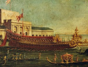 Der Bucentaur (Staatsgalere der Dogen von Venedig), Italien von Antonio (studio of) Canaletto