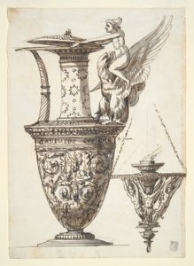 Entwurf für einen aufwendigen Krug und Kronleuchter von Antonio Basoli
