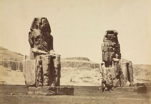 Die Kolosse von Memnon, Theben, um 1860er Jahre von Antonio Beato