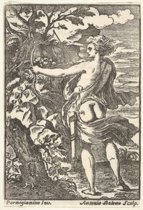 Callisto auf der Jagd mit gespanntem Bogen, nach Parmigianino, 1720-1740 von Antonio Belemo