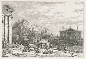 Ansichten: Eine Stadt jenseits eines Flusses von Antonio Canaletto