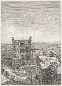 Ansichten: Ein Haus umgeben von sechs Säulen, 1735-1746 von Giovanni Antonio Canal