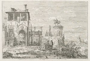 Ansichten: Das Reiterdenkmal, 1735-1746 von Giovanni Antonio Canal