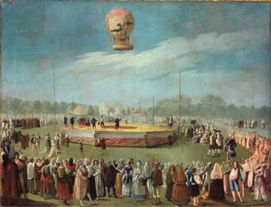 Aufstieg eines Ballons in Anwesenheit von König Carlos IV. und seinem Hof von Antonio Carnicero