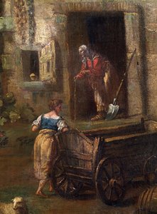 Italienische Landschaft. Ein Bauernhof auf dem italienischen Land, (Detail) von Antonio Diziani