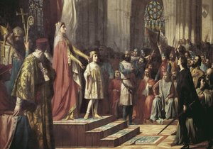 Maria de Molina stellt ihren Sohn den Cortes von Valladolid vor. 1863