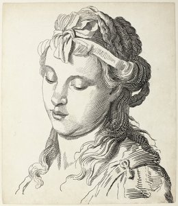 Frauenkopf mit Schleife im Haar