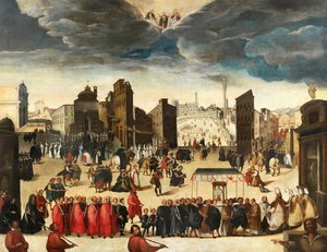 Die Prozession zur Feier der Weihe der Insigne Collegiata di Santa Maria, 23. Oktober 1611 von Antonio Gregori