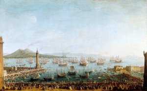 Abreise von Karl von Bourbon nach Spanien, vom Hafen aus gesehen von Antonio Joli