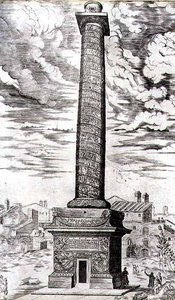 Trajanssäule in Rom, die die Feldzüge des Kaisers in Dakien feiert, graviert vom Künstler
