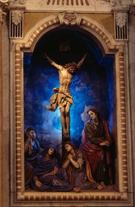 Kreuzigung, von Anton Maria Maragliano (1664-1739), Kreuzkapelle, Heiligtum Unserer Lieben Frau von Acquasanta, Acquasanta, Genua, Ligurien, Italien von Antonio Maria Maragliano