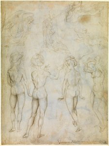 Studien nackter Frauen, Verkündigung und zwei Schwimmstudien von Frauen, um 1425 von Antonio Pisanello