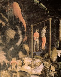Die Gehängten (Detail) aus St. Georg und die Prinzessin von Antonio Pisanello