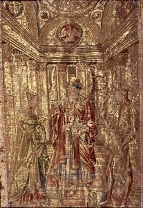 Johannes der Täufer von Herodes beschuldigt, Wandteppich mit Szenen aus dem Leben des Heiligen von Antonio Pollaiuolo