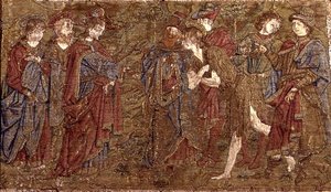 Das Treffen zwischen Johannes dem Täufer und Christus, Wandteppich mit Szenen aus dem Leben des Heiligen von Antonio Pollaiuolo