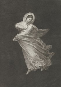 Eine Bacchantin in fließendem Gewand, nach unten blickend, rechter Arm gebeugt und linker Arm ..., ca. 1795-1847 von Antonio Ricciani