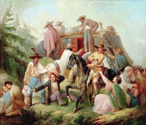 Überfall auf eine Postkutsche durch Banditen