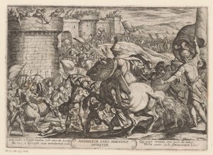 Der Tod von Abimelech. Alttestamentliche Kampfszenen von Antonio Tempesta
