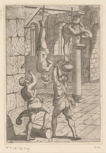 Folter mit Hämmern im Hängen von Antonio Tempesta