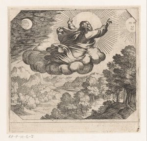 Gott erschafft die Sonne, den Mond und die Sterne von Antonio Tempesta