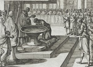 Mudarra und seine Reiter konvertieren zum Christentum und werden getauft von Antonio Tempesta