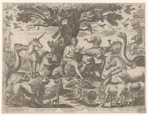 Orpheus verzaubert die Tiere mit seiner Musik