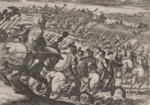 Tafel 25: Der römische Kommandant Cerialis greift in der Nähe von Trier an, aus Der Krieg der Römer gegen..., 1611