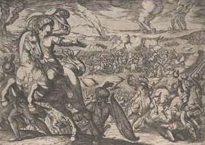 Tafel 6: Darius flieht vom Schlachtfeld, aus Die Taten Alexanders des Großen, 1608