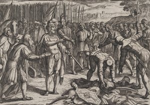 Tafel 7: Deutsche Gesandte besuchen Civilis, aus Der Krieg der Römer gegen die Bataver, 1611 von Antonio Tempesta