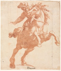 Aufbäumendes Pferd und Reiter