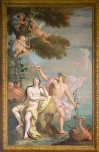Nordfassaden-Wandbild, das Bacchus und Ariadne darstellt, Bankettsaal von Antonio Verrio