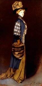 Eine elegante Dame mit einem Pelzmuff von Antonio de la Gandara