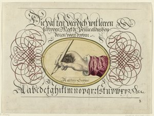 Schreibvorlage mit schreibender Hand von Antonius Smyters