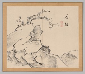 Doppelalbum mit Landschaftsstudien nach Ikeno Taiga, Band 1 Blatt 20, 18. Jahrhundert von Aoki Shukuya