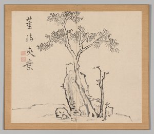 Doppelalbum mit Landschaftsstudien nach Ikeno Taiga, Band 1 Blatt 4, 18. Jahrhundert von Aoki Shukuya