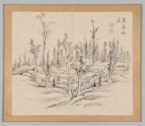 Doppelalbum mit Landschaftsstudien nach Ikeno Taiga, Band 2 Blatt 23, 18. Jahrhundert
