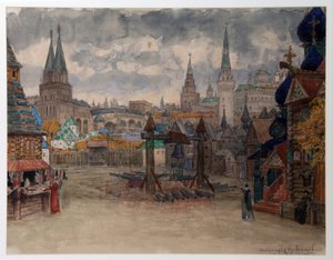 Der Platz der Strelitzen - Bühnenbild für die Oper "Chowanschtschina" von Modest Mussorgski von Apollinari Mikhailovich Vasnetsov