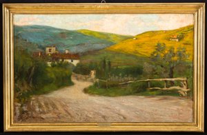 Toskanische Landschaft mit Haus