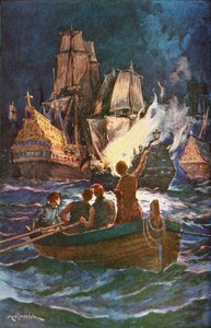 Englische Brandschiffe greifen die spanische Armada an von Archibald Bertram (after) Webb