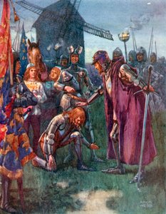 "Der Prinz kniet vor seinem Vater nieder: Ihm gehört die Schlacht – ihm ganz!" von Archibald Bertram (after) Webb