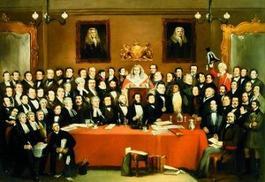 Die Richter- und Geschworenen-Gesellschaft im Cider-Keller von Archibald Henning